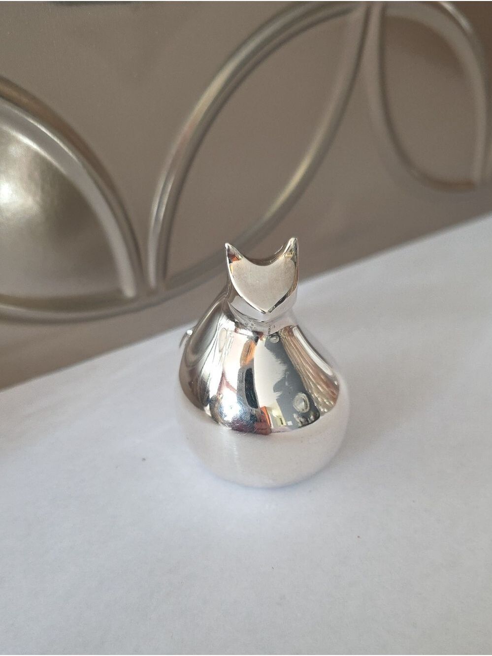 Vintage 1970s Dansk Silver Plated Cat Paperweight - Gunnar Cyren Design